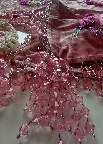 Dantel Detaylı Pembe kirlent ve şemantablo - Görsel 2