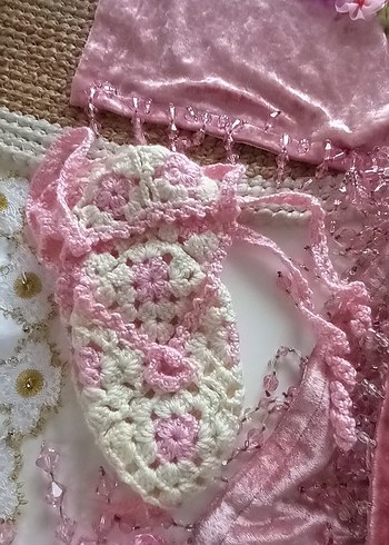 Dantel Detaylı Pembe kirlent ve şemantablo - Görsel 7