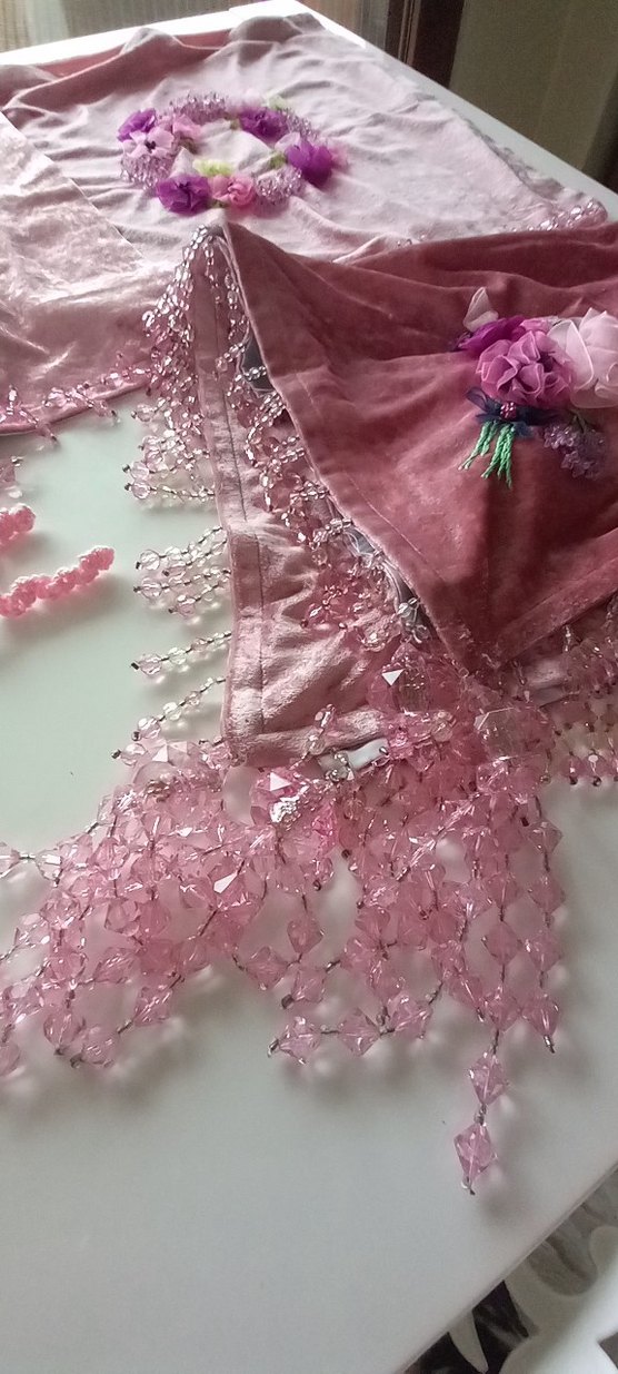 Dantel Detaylı Pembe kirlent ve şemantablo - Görsel 3