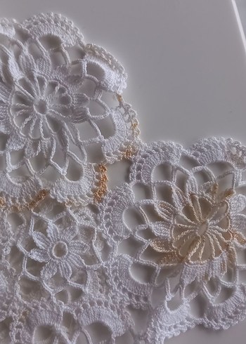 Bohem El İşi Beyaz Dantel Masa Örtüsü - Görsel 3