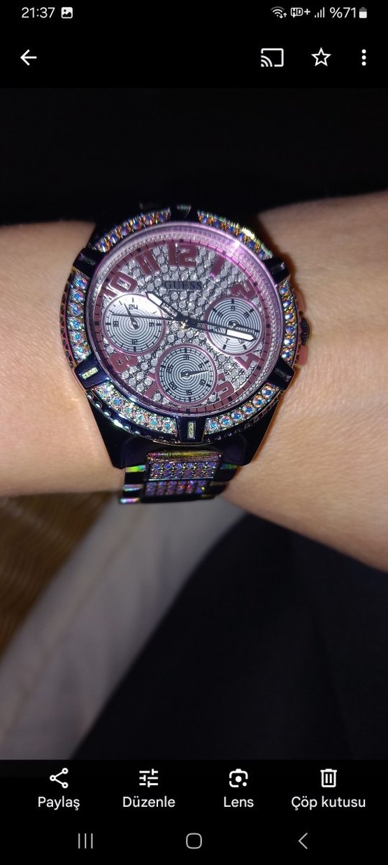 Guess Kadın pembe Parlak Taşlı Saat - Görsel 2