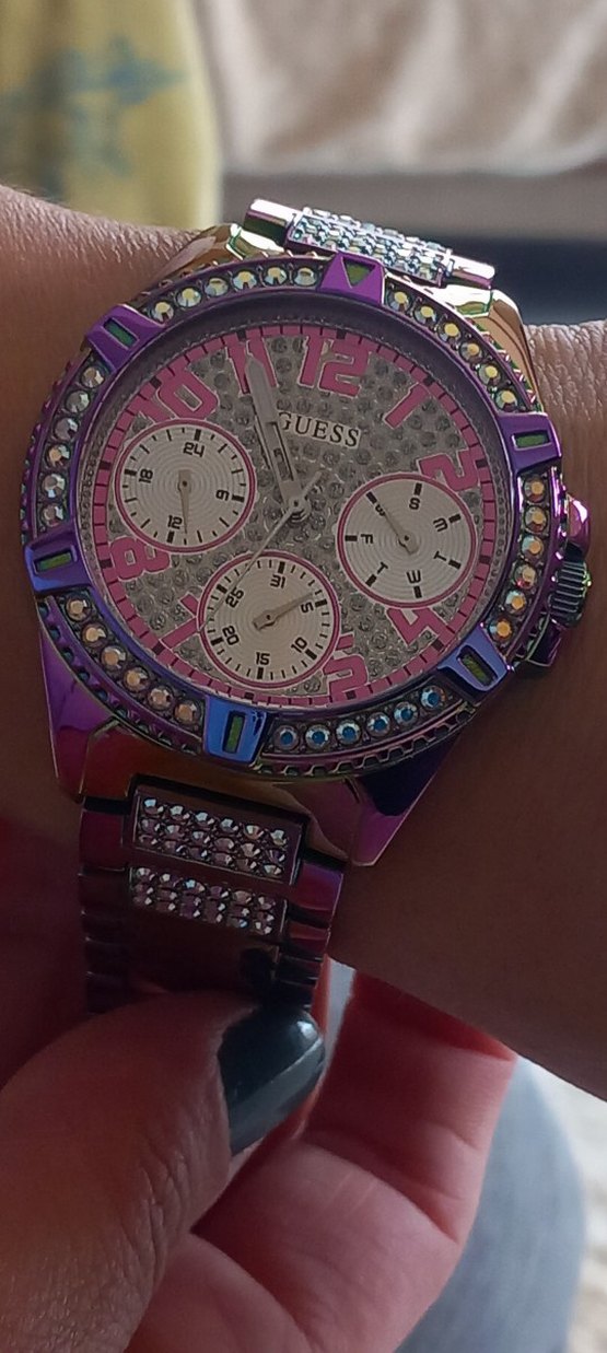 Guess Kadın pembe Parlak Taşlı Saat - Görsel 3