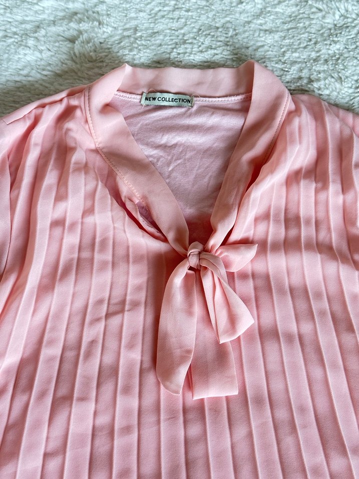 Pembe Pliseli Hamile elbise , Uzun Kollu, Bohem - Görsel 3