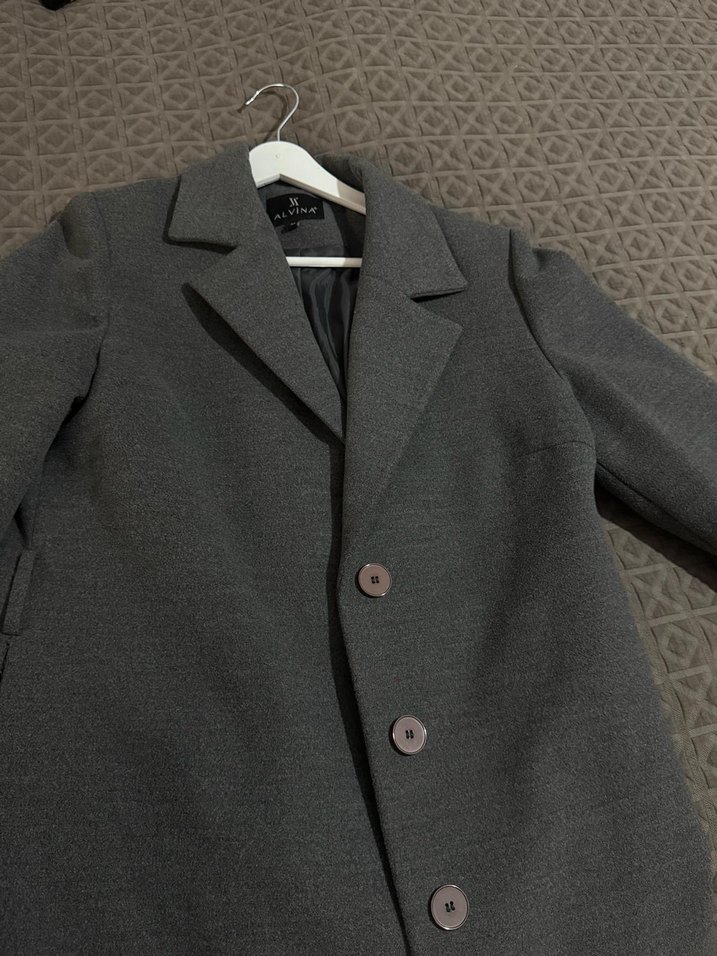 Düğmeli Antrasit Uzun Kaban - Görsel 2