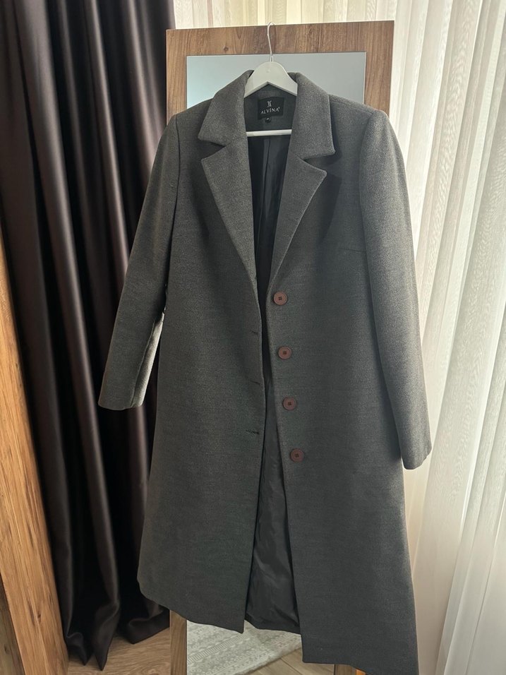 Düğmeli Antrasit Uzun Kaban - Görsel 5