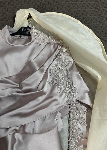 Uzun Kollu İşlemeli Modern Abiye Elbise - Görsel 7