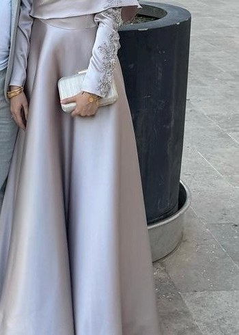 Uzun Kollu İşlemeli Modern Abiye Elbise - Görsel 2