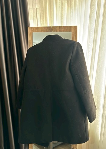 Düz Siyah Kadın Kaban - Görsel 5