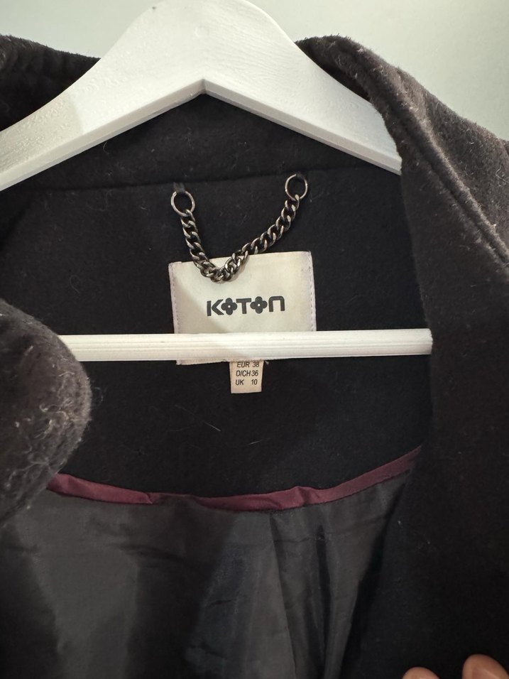 Düz Siyah Kadın Kaban - Görsel 2