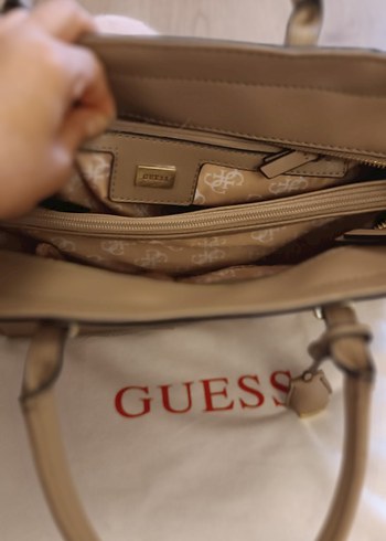 Guess Bej Deri Klasik Kadın Çanta - Görsel 6