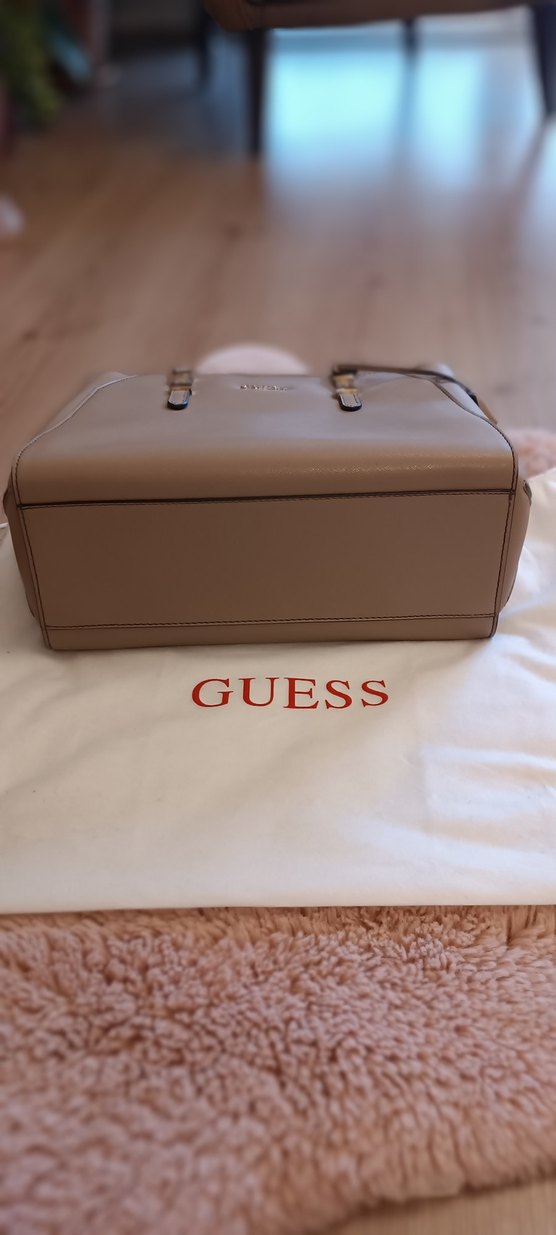 Guess Bej Deri Klasik Kadın Çanta - Görsel 5