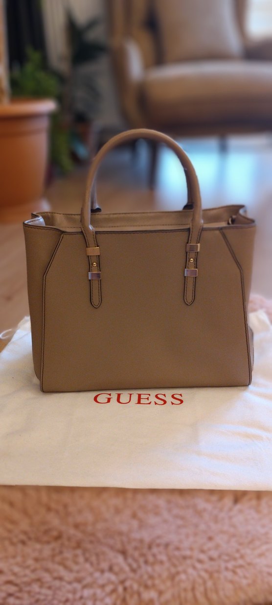 Guess Bej Deri Klasik Kadın Çanta - Görsel 2