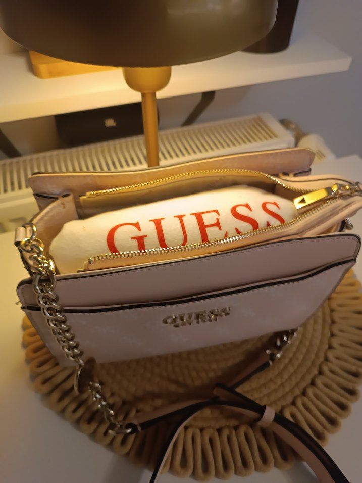 Zincir Detaylı Bej Deri Kadın Çanta - Görsel 2