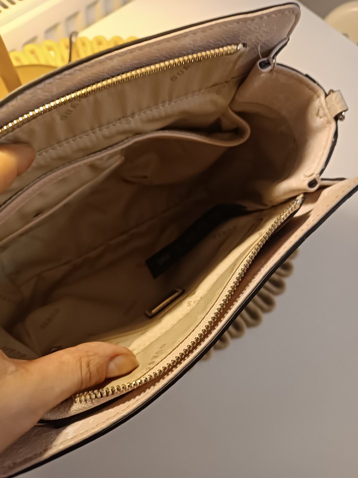 Zincir Detaylı Bej Deri Kadın Çanta - Görsel 5