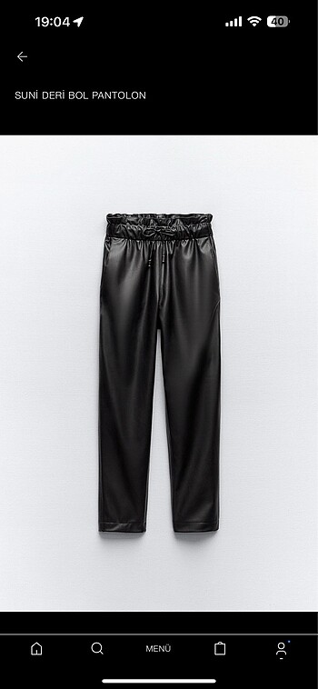 Zara suni deri pantolon