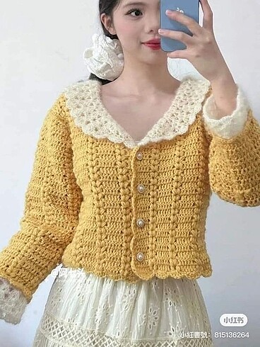 Sarı vintage hırka