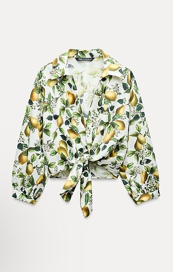 Zara desenli crop gömlek