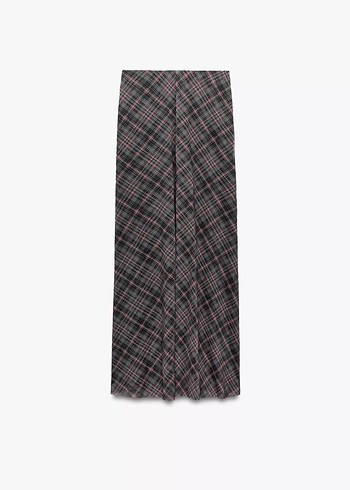 Zara Pembe gri ekose desen etek Zara