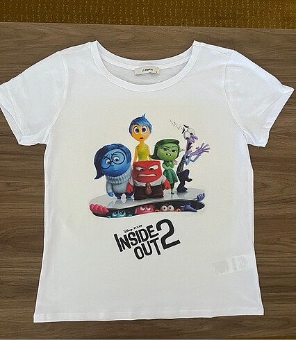 Ters Yüz Inside Out Baskılı Beyaz Tişört