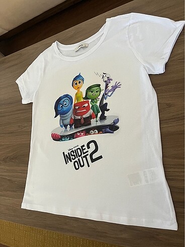m Beden beyaz Renk Ters Yüz Inside Out Baskılı Beyaz Tişört