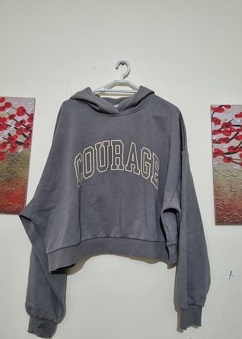Gri Rahat Kesim Kadın Sweatshirt