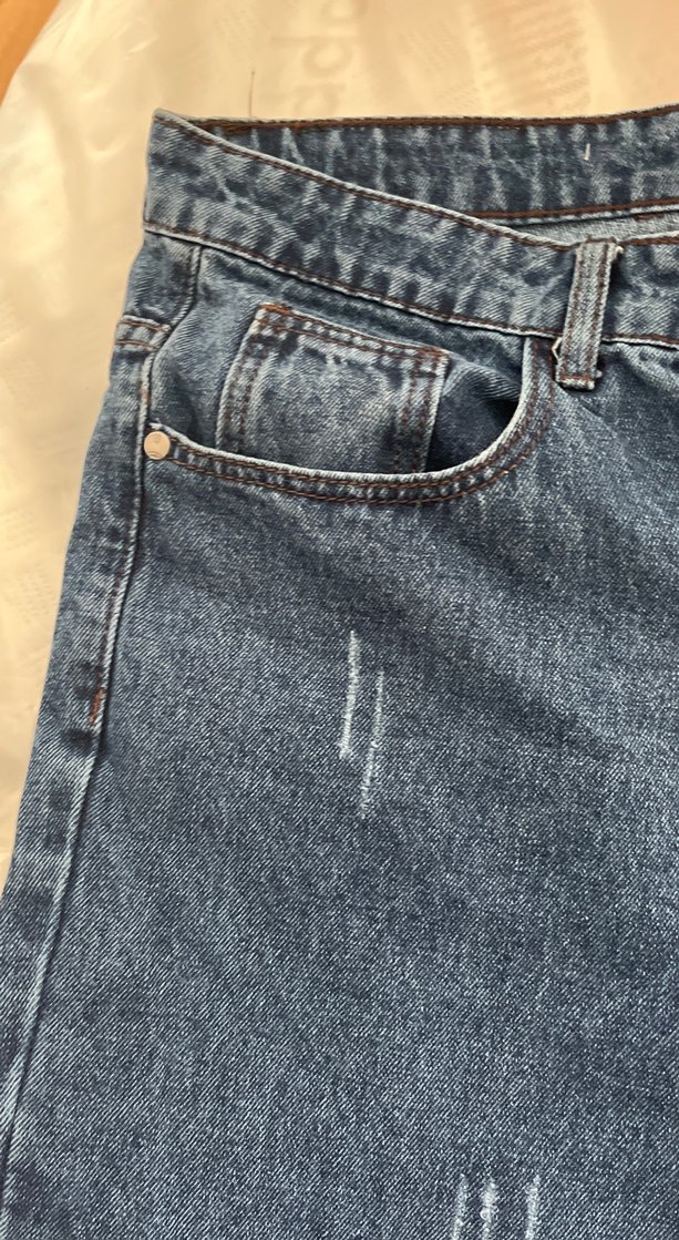 Gri Tonlu Mavi Loose Fit Midi Kot Pantolon - Görsel 2