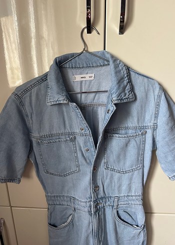 Mango Düğmeli Mavi Denim Kadın Tulum