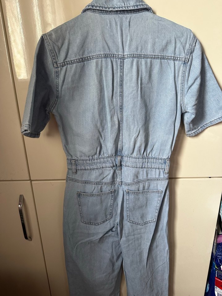 Mango Düğmeli Mavi Denim Kadın Tulum - Görsel 5