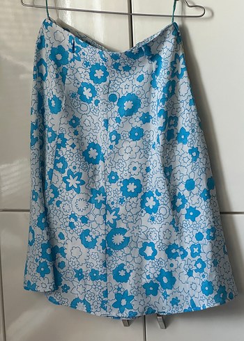 Mavi Çiçek Desenli Midi Etek - Görsel 2