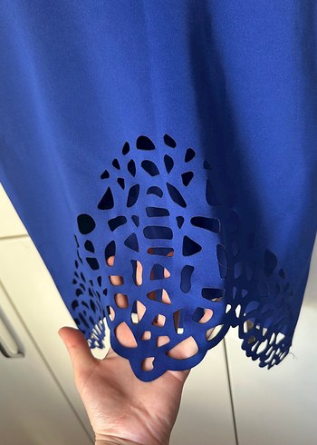 Lacivert kalem etek önü desenli - Görsel 3