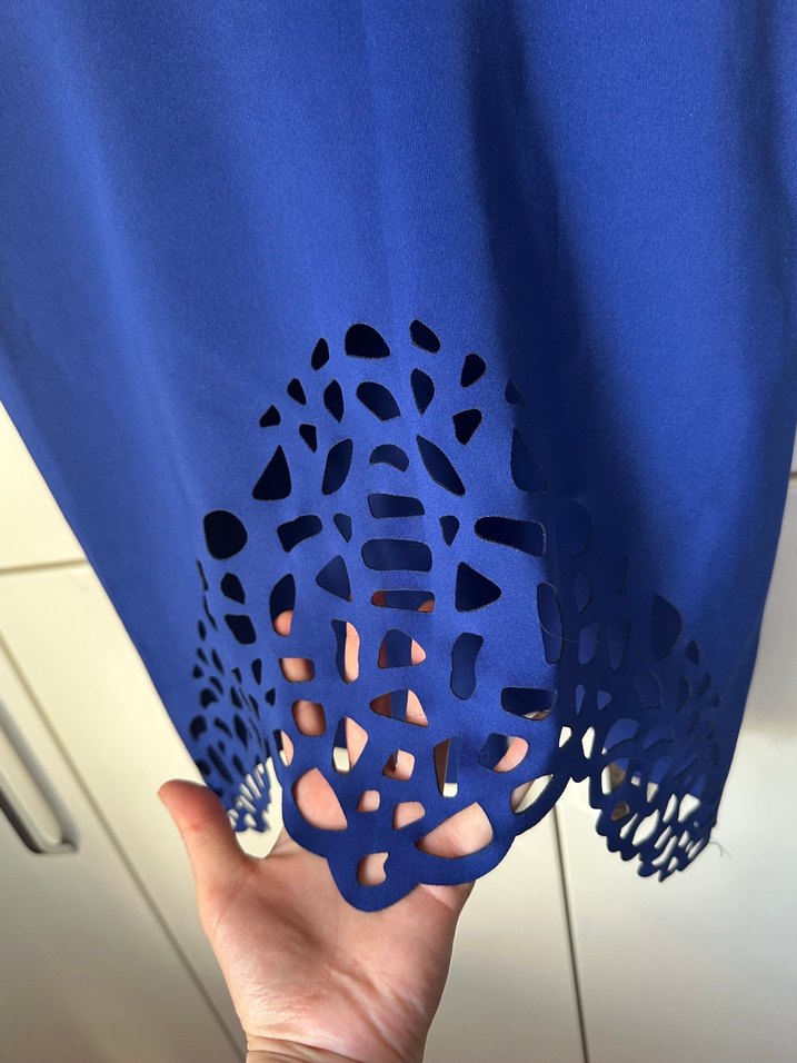 Lacivert kalem etek önü desenli - Görsel 3