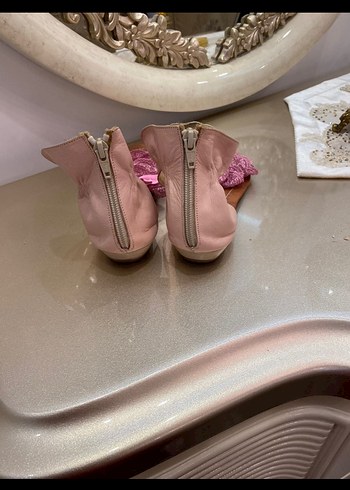 37 Beden pembe Renk Pembe Fırfırlı Dolgu Topuklu Bohem Sandalet