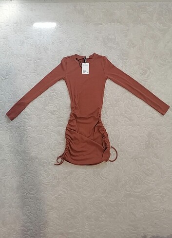 H&M marka büzgülü elbise s xs uyumlu 