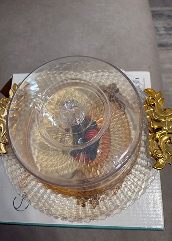 Altın Renk Yılan Desenli Kapaklı Tabak - Görsel 2