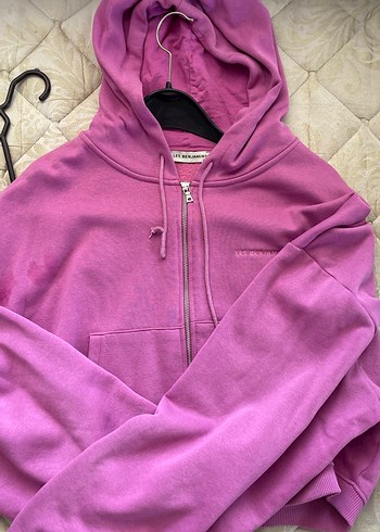 Kadın koyu pembe Fermuarlı Kapüşonlu ceket