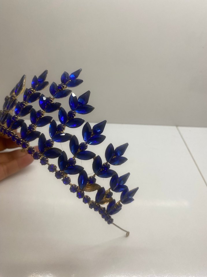 Koyu Mavi Pul Detaylı Kadın Saç Tacı - Görsel 3