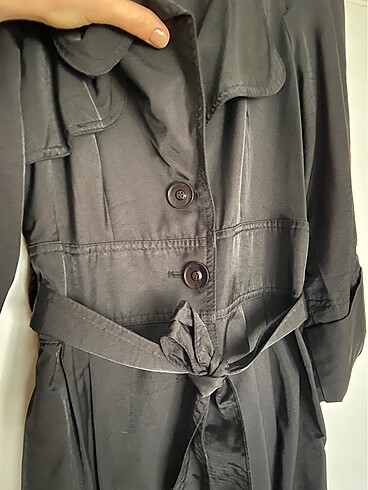 Siyah trenchcoat ceket - Görsel 3