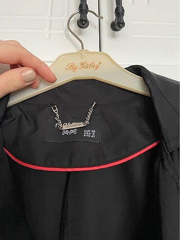 Siyah trenchcoat ceket - Görsel 5