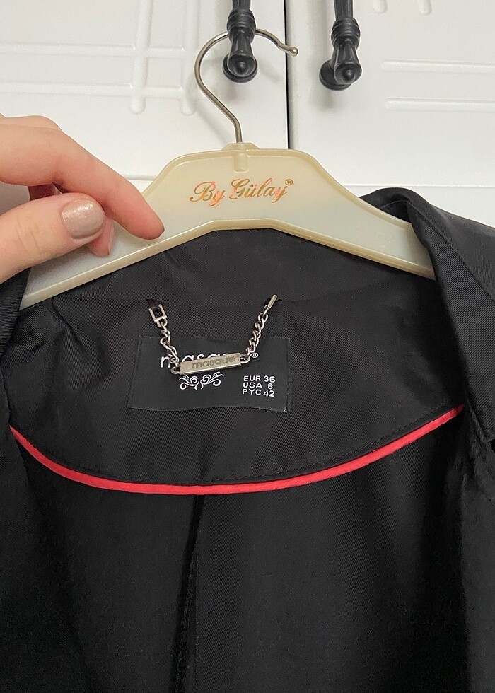 Siyah trenchcoat ceket - Görsel 5