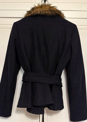 Kürklü Yaka Lacivert Kaban - Görsel 5