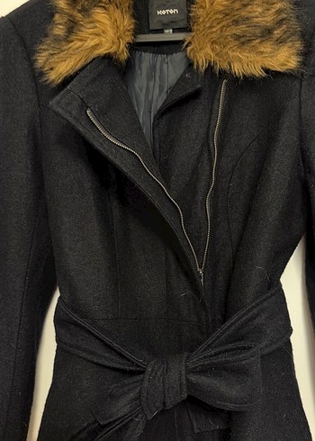 Kürklü Yaka Lacivert Kaban - Görsel 4