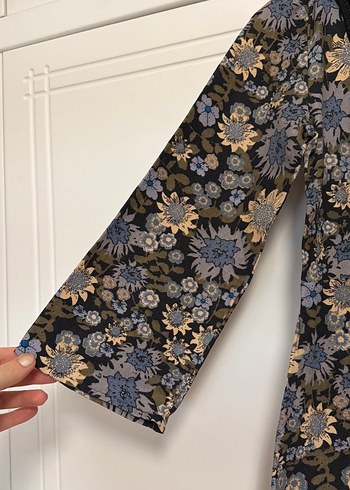 Düğmeli V Yaka Bohem Mini Elbise ZARA - Görsel 4