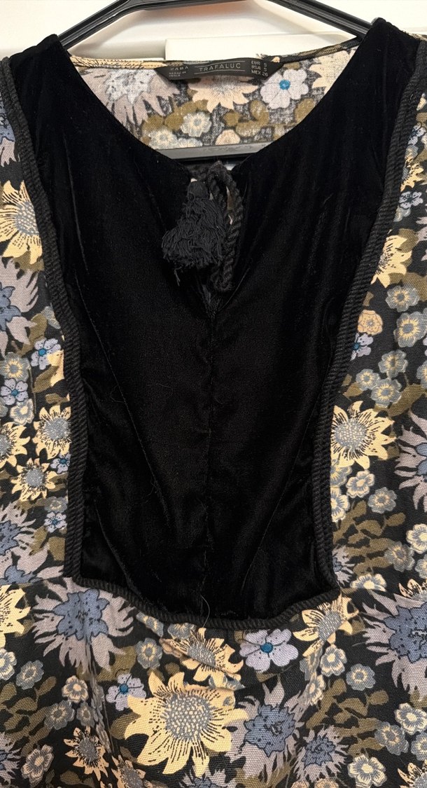 Düğmeli V Yaka Bohem Mini Elbise ZARA - Görsel 2