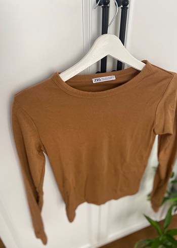 Kadın Bej Uzun Kollu Crop Top - Görsel 2