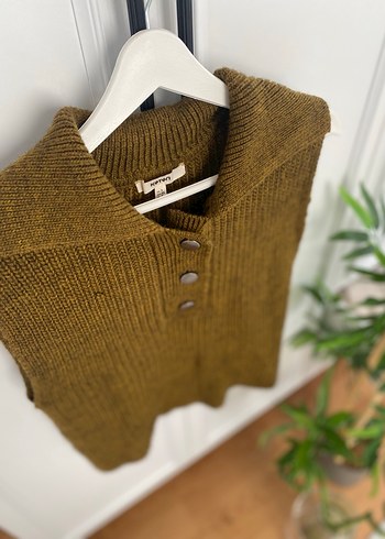 Kahverengi Triko Yakalı Kadın Süveter - Görsel 3