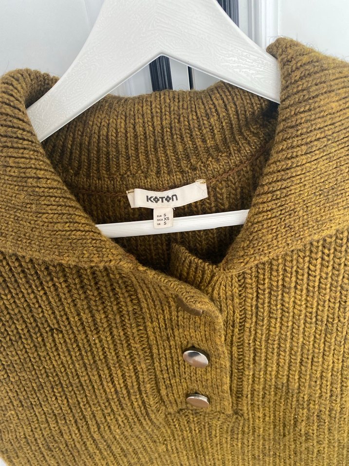 Kahverengi Triko Yakalı Kadın Süveter - Görsel 2