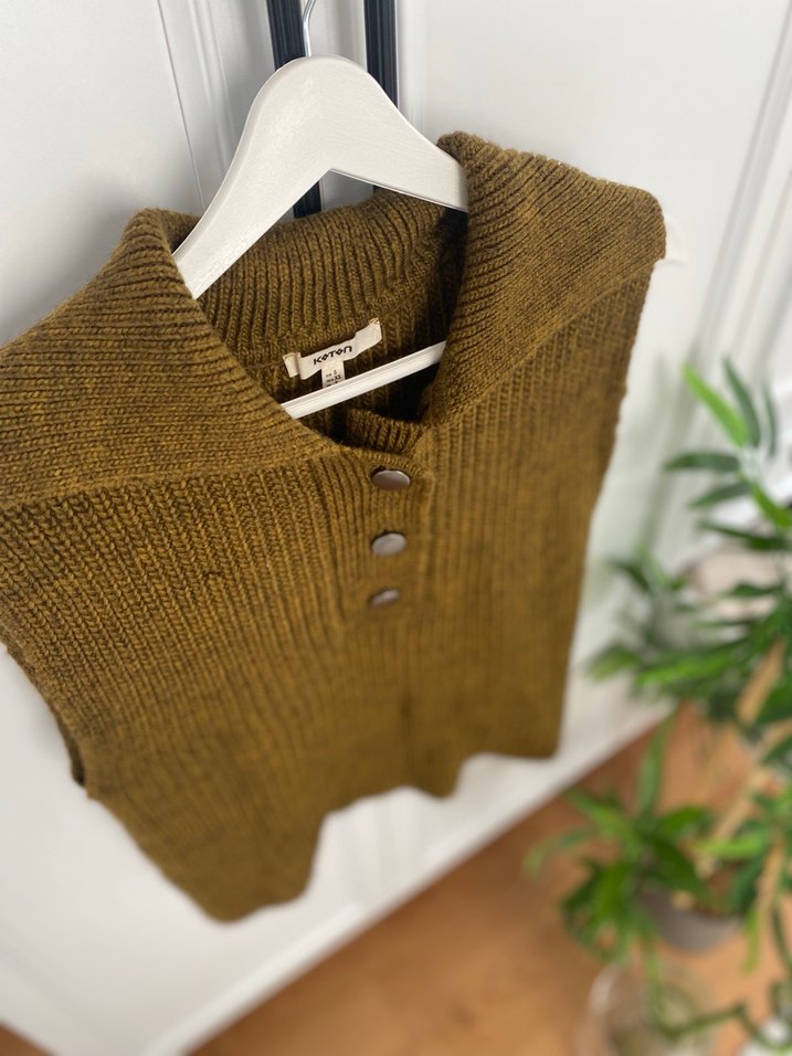 Kahverengi Triko Yakalı Kadın Süveter - Görsel 3