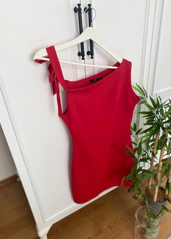 Kırmızı Drapeli Straplez  elbise abiye - Görsel 4