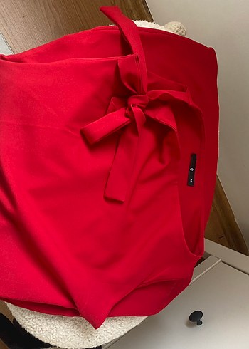 Kırmızı Drapeli Straplez  elbise abiye - Görsel 3