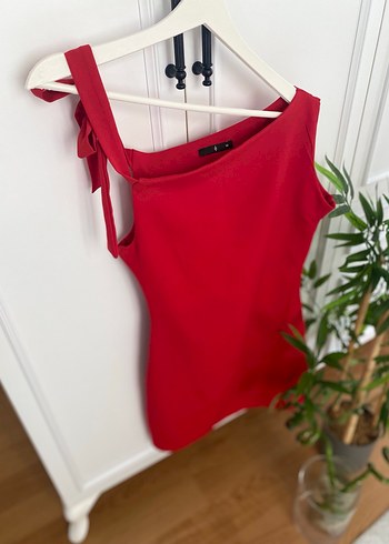 Kırmızı Drapeli Straplez  elbise abiye - Görsel 2